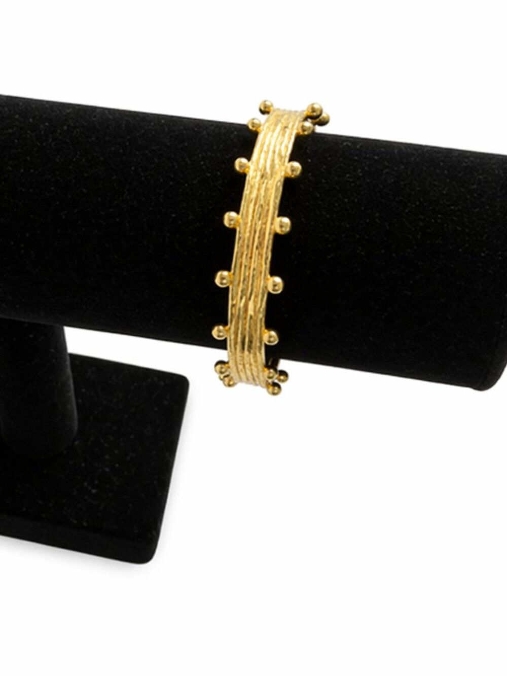 Gold Tone Cuff Bracelet NWOT Textured Beaded Open Bangle